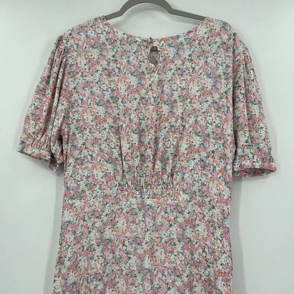 Faithfull the Brand Women's Beline Midi Dress Vionette Floral Pink sz XL/US 10 - Picture 11 of 12